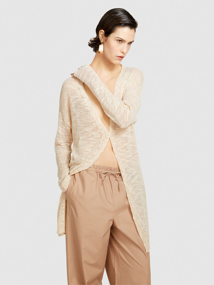 Long cardigan - women's cardigans - Beige | Sisley image number 4